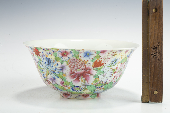 古玩陶瓷民國·粉彩百花不落地紋大碗拍賣，當前價格4205元