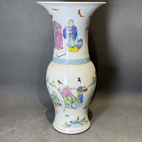 古玩陶瓷粉彩西廂記鳳尾尊真品鑒賞圖