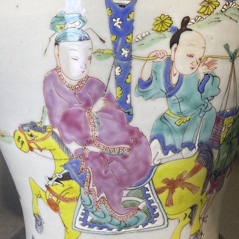 古玩陶瓷粉彩西廂記鳳尾尊真品鑒賞圖