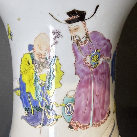 古玩陶瓷粉彩西廂記鳳尾尊真品鑒賞圖