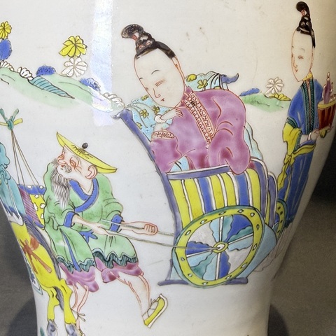 古玩陶瓷粉彩西廂記鳳尾尊真品鑒賞圖