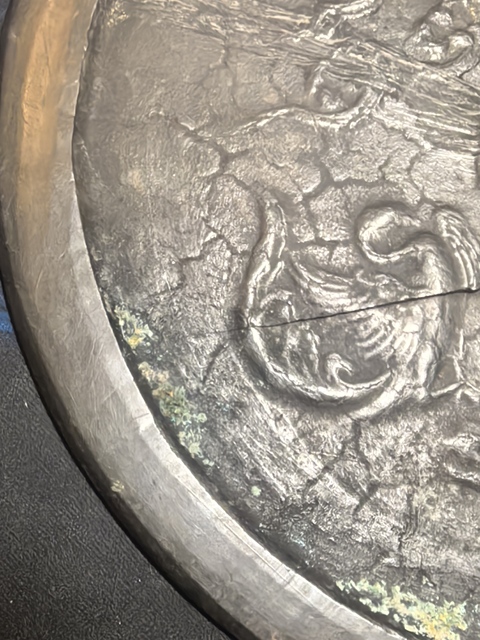古玩銅器五代雙鸞飛馬鏡真品鑒賞圖