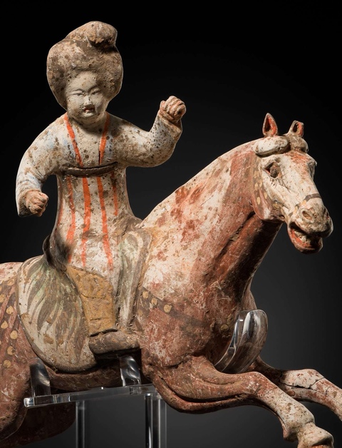 古玩陶瓷疑似后改馬球俑真品鑒賞圖