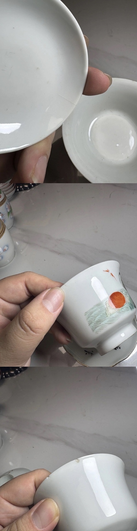 古玩陶瓷粉彩仙鶴紋蓋碗真品鑒賞圖