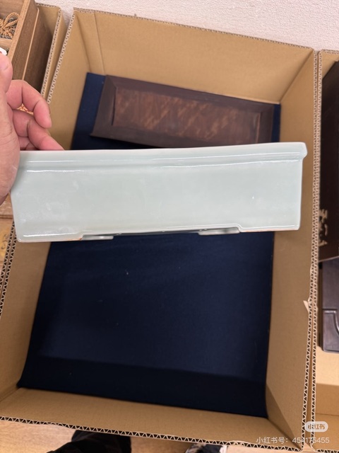 古玩陶瓷青釉四方四足洗真品鑒賞圖