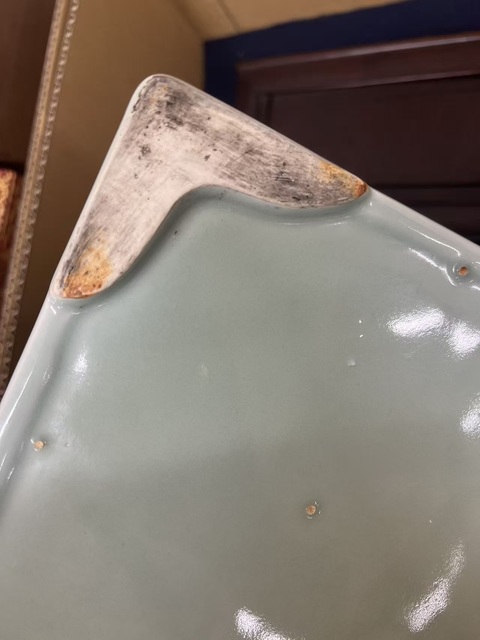 古玩陶瓷青釉四方四足洗真品鑒賞圖