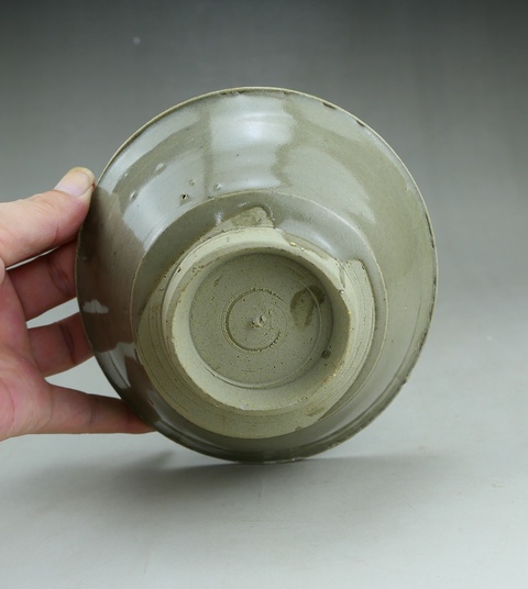 古玩陶瓷明早期.龍泉窯青瓷斗笠碗拍賣,當前價格83元