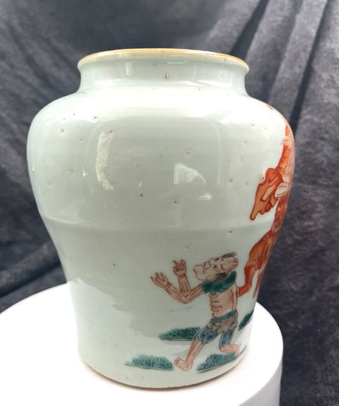 古玩陶瓷后加彩罐真品鑒賞圖