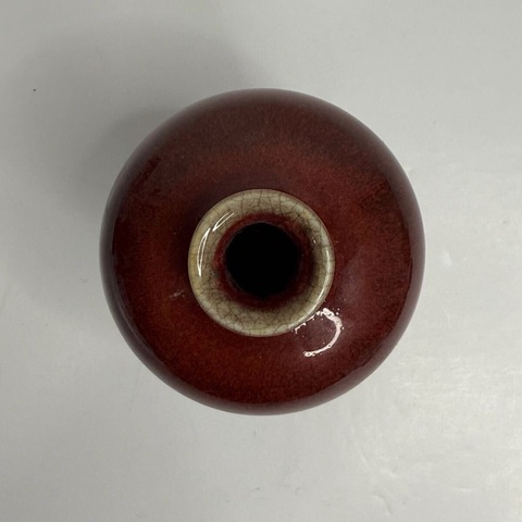 古玩陶瓷民國仿郎紅釉梅瓶真品鑒賞圖