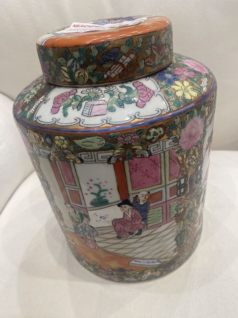 古玩陶瓷廣彩蓋罐真品鑒賞圖