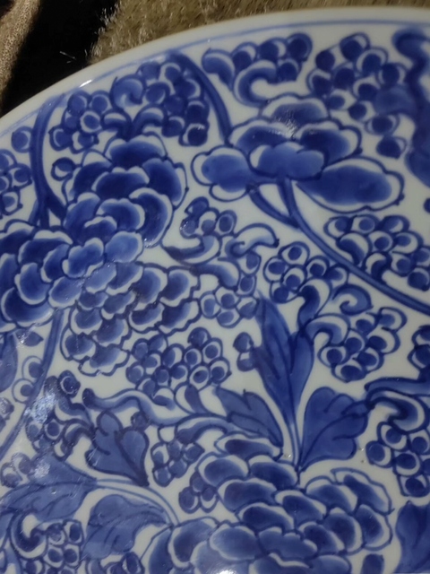 古玩陶瓷青花雙犄牡丹大盤拍賣,當(dāng)前價(jià)格10000元