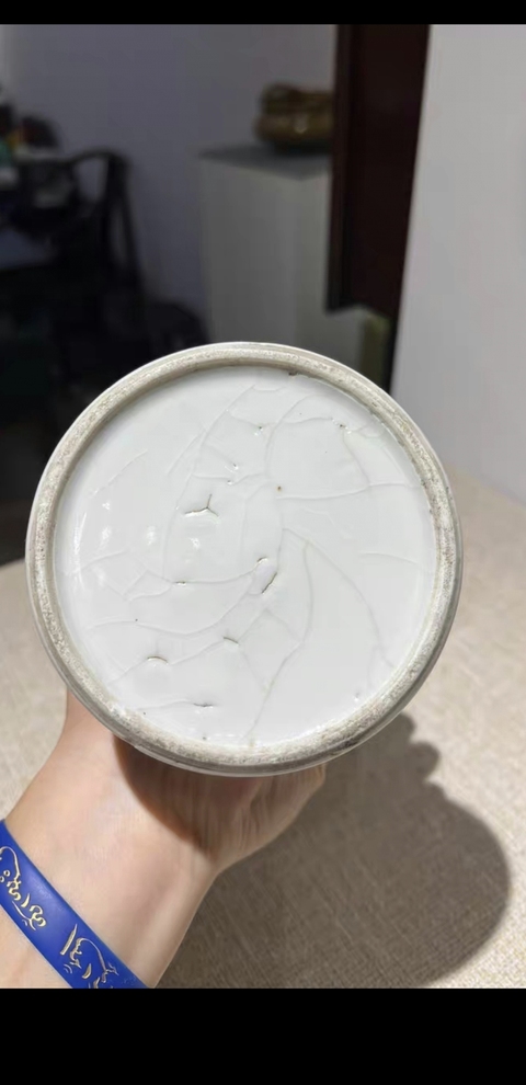 古玩陶瓷哥釉花觚真品鑒賞圖