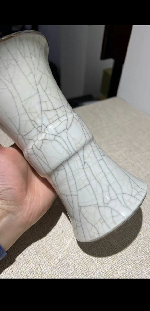 古玩陶瓷哥釉花觚真品鑒賞圖