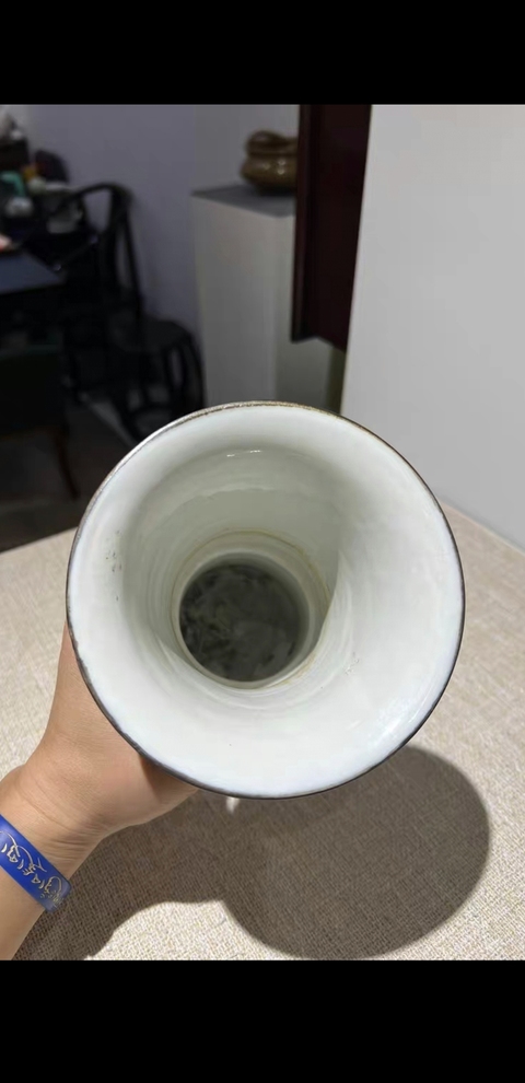 古玩陶瓷哥釉花觚真品鑒賞圖