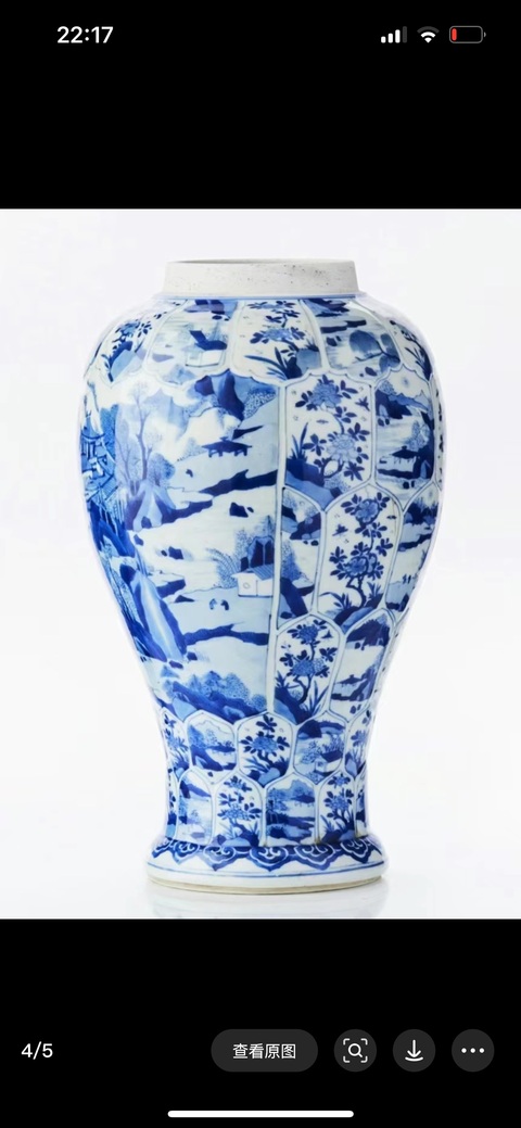 古玩陶瓷康熙青花花觚真品鑒賞圖