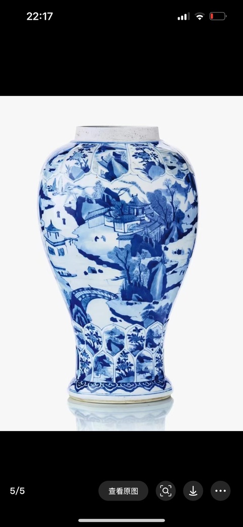 古玩陶瓷康熙青花花觚真品鑒賞圖