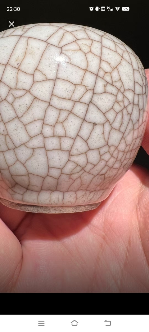 古玩陶瓷哥釉鐵骨泥花卉紋水盂真品鑒賞圖