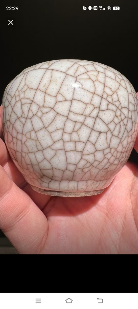 古玩陶瓷哥釉鐵骨泥花卉紋水盂真品鑒賞圖
