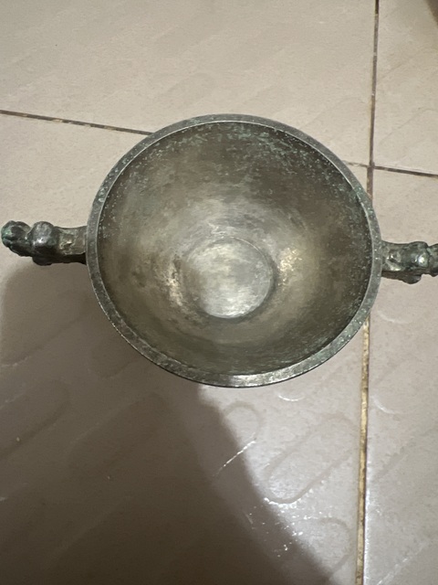 古玩銅器雙龍耳杯真品鑒賞圖
