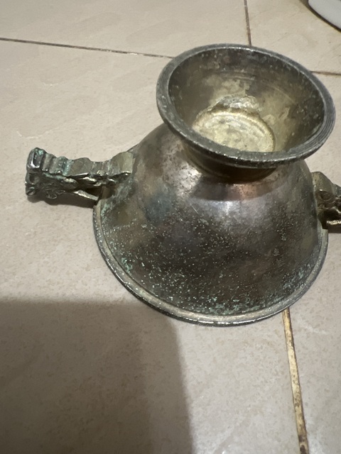 古玩銅器雙龍耳杯真品鑒賞圖