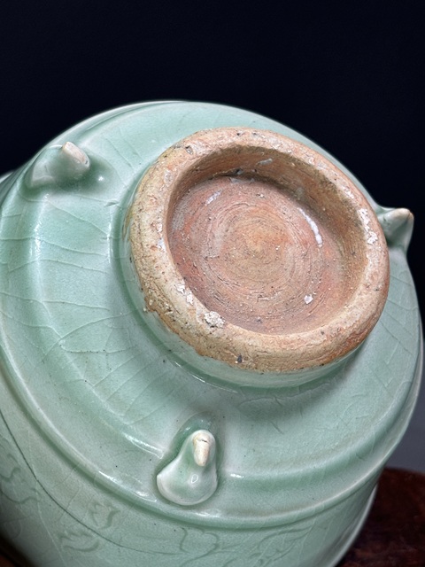 古玩陶瓷龍泉青釉三足吊腳爐真品鑒賞圖