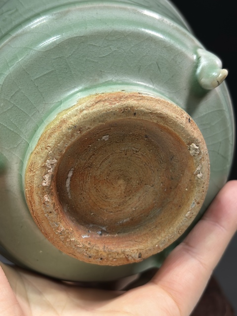 古玩陶瓷龍泉青釉三足吊腳爐真品鑒賞圖