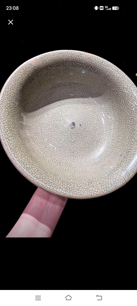 古玩陶瓷綠哥釉撇口碗真品鑒賞圖