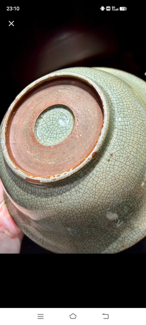 古玩陶瓷綠哥釉撇口碗真品鑒賞圖