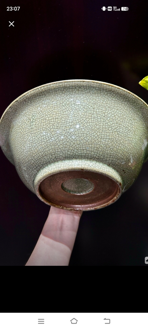 古玩陶瓷綠哥釉撇口碗真品鑒賞圖