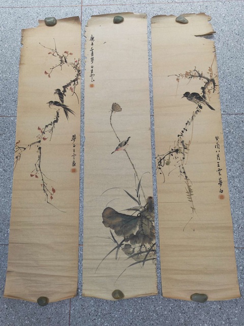 古玩字畫花鳥三條真品鑒賞圖