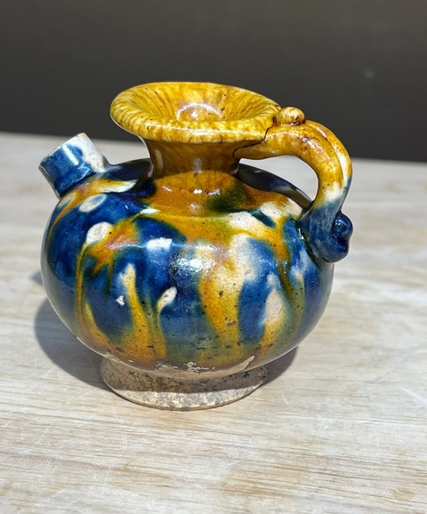 古玩陶瓷唐三彩·掛藍(lán)執(zhí)壺真品鑒賞圖