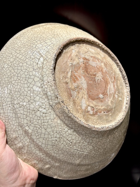 古玩陶瓷哥釉綠彩雙龍趕珠魚蝦蟹紋盤真品鑒賞圖