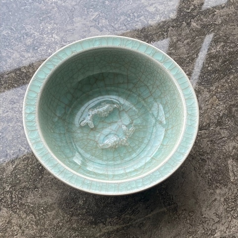 古玩陶瓷龍泉青釉雙魚洗真品鑒賞圖