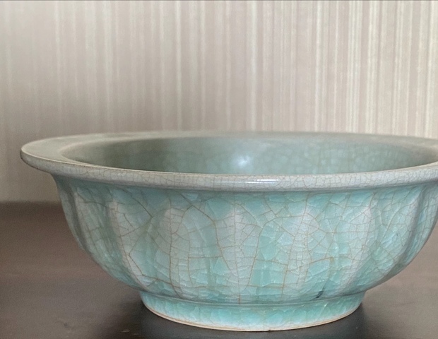 古玩陶瓷龍泉青釉雙魚洗真品鑒賞圖