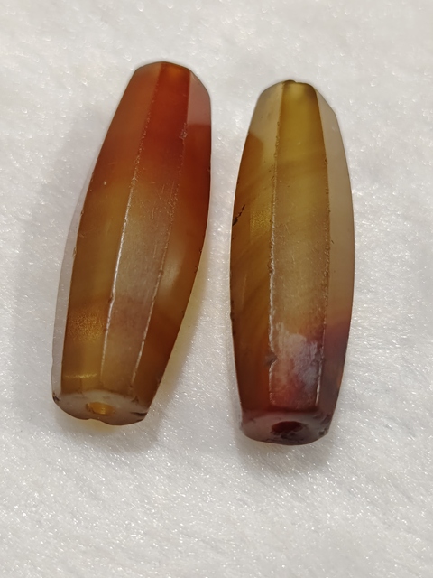 古玩玉器瑪瑙切面珠真品鑒賞圖