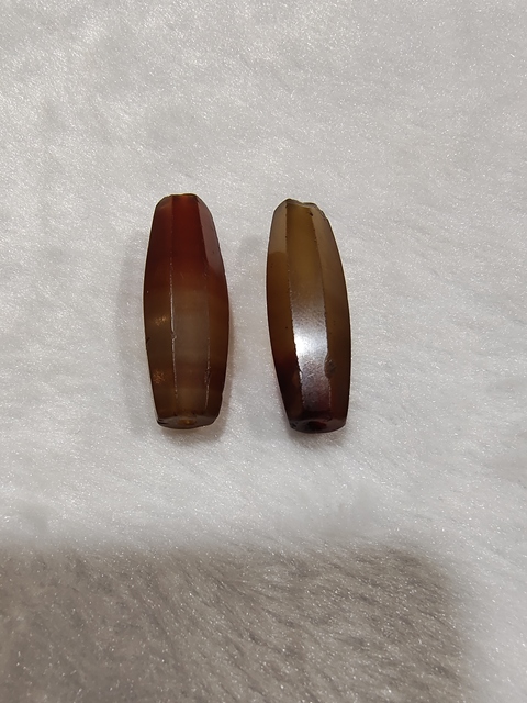 古玩玉器瑪瑙切面珠真品鑒賞圖