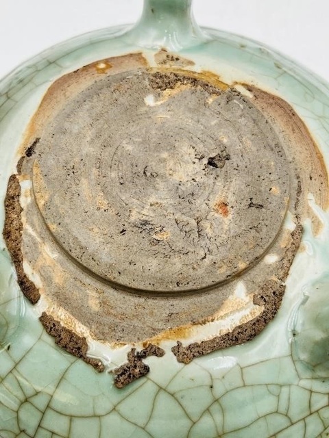 古玩陶瓷晚明青釉三足香爐真品鑒賞圖