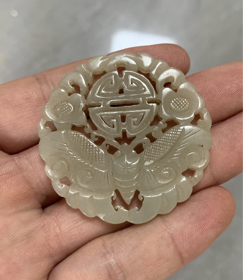 古玩玉器和田玉雕“福壽佩”真品鑒賞圖