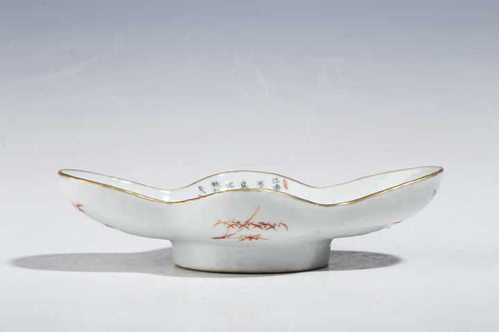 古玩陶瓷清道光·粉彩無雙譜人物詩文茶船拍賣，當前價格6064元