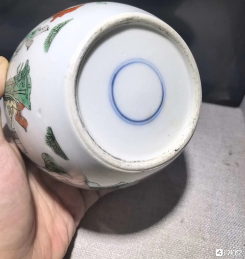 古玩陶瓷五彩三娘教子蓋罐真品鑒賞圖