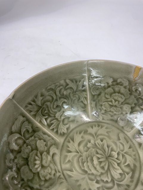 古玩陶瓷耀州窯分組牡丹碗真品鑒賞圖