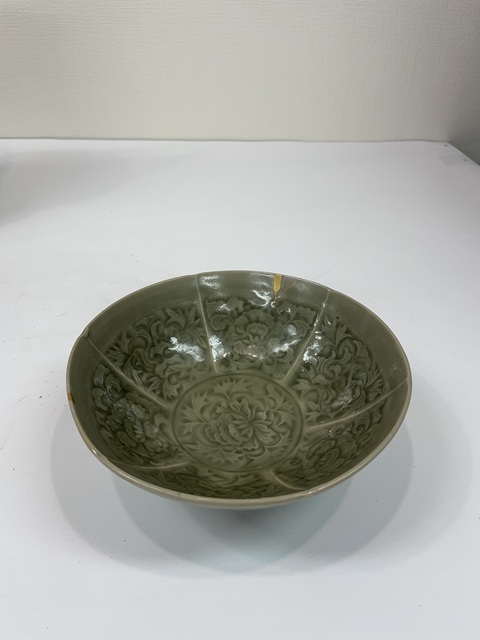 古玩陶瓷耀州窯分組牡丹碗真品鑒賞圖