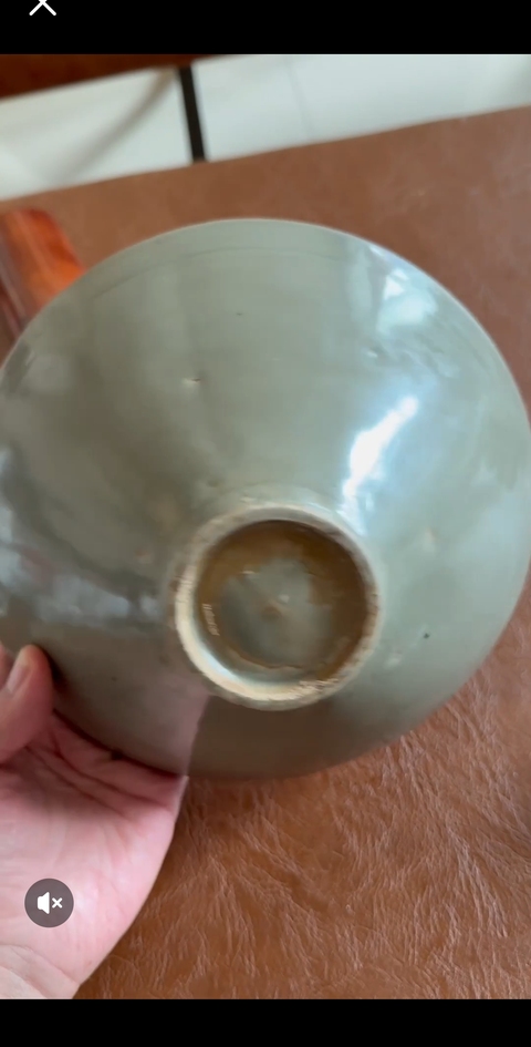 古玩陶瓷耀州窯青釉出筋碗，模糊，偏老真品鑒賞圖