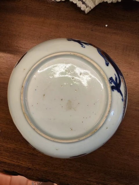 古玩陶瓷乾隆青花加彩過墻龍紋盤真品鑒賞圖