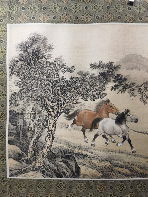 古玩字畫雙駿真品鑒賞圖