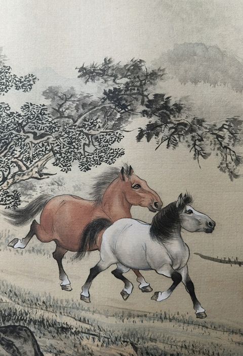 古玩字畫雙駿真品鑒賞圖