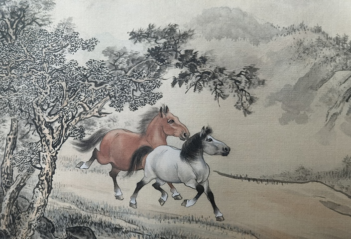 古玩字畫雙駿真品鑒賞圖