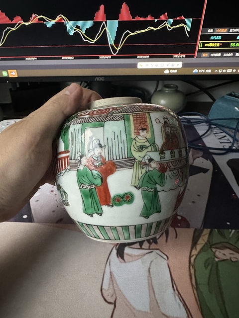 古玩陶瓷人物紋五彩罐真品鑒賞圖