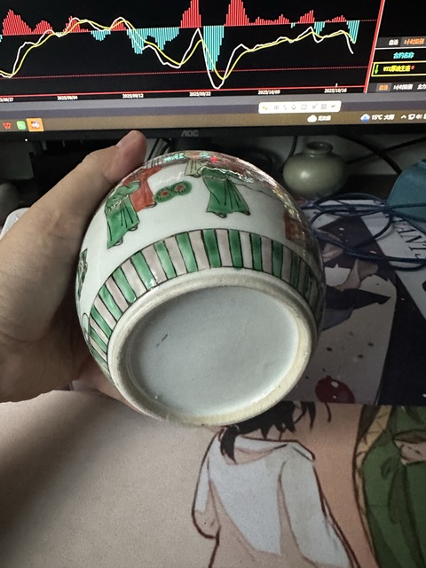 古玩陶瓷人物紋五彩罐真品鑒賞圖