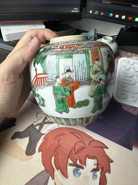 古玩陶瓷人物紋五彩罐真品鑒賞圖